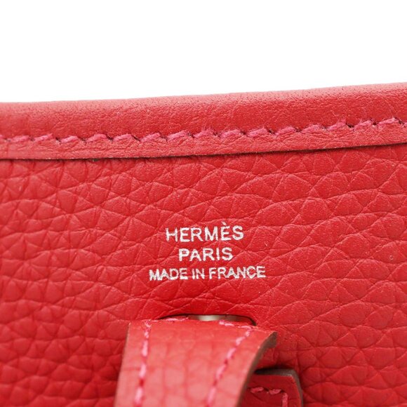 HERMES  Evelyne TPM 16 Amazone Clemence Leather Crossbody Bag Red - Picture 12 of 12